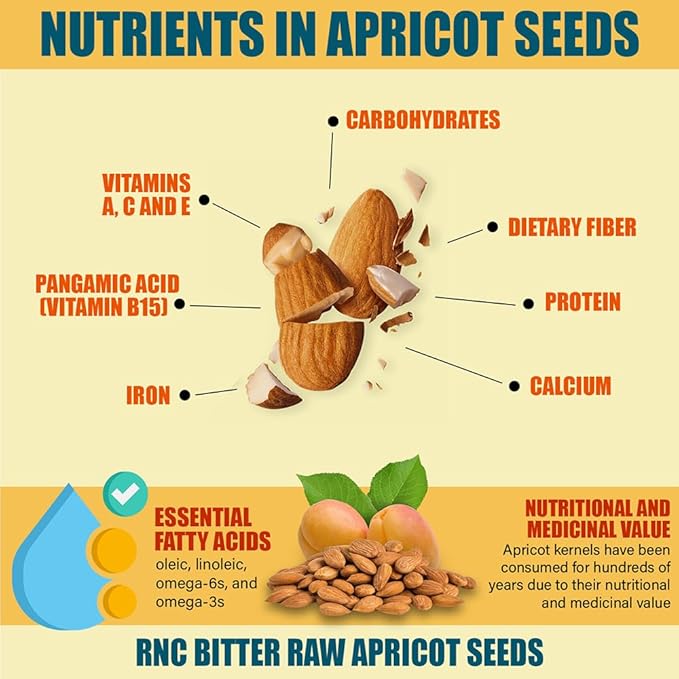 Richardson Nutritional Center Fresh Raw Bitter Apricot Seeds - California Grown Kernels with Amygdalin, B Vitamins, Minerals, Protein - Lab Tested, Vegan, No Gluten or GMO - 8oz Bag