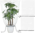 2 Pcs Winter Plant Covers Freeze Protection with Drawstring, 31.5"x39.4" Clear Plastic Film Shelter Bags, Waterproof Plant Frost Protection Covers for Outdoor Garden Shrubs Crops