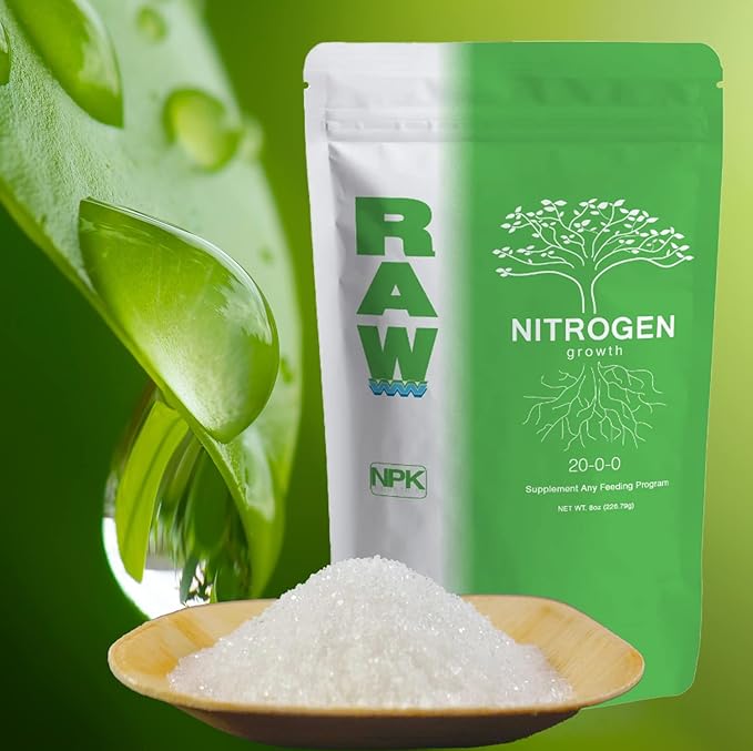 RAW Nitrogen Fertilizer 2oz | Water Soluble High Nitrogen Plant Food for Vegetative Growth Hydroponic Nutrients for Indoor Plants Garden & Vegetable Fertilizer