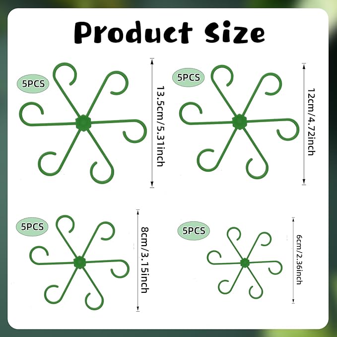 Augshy 20 Pcs Plant Stem Support Reusable Plant Growth Accessories,4 Sizes Climbing Houseplant Stem Holders for Flower Plants Indoor Outdoor Promote Prosperous Growth