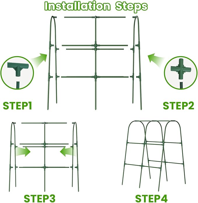 Cucumber Trellis for Raised Bed, U-Shape Garden Trellis for Climbing Plants Outdoor, Metal Arch Vegetables Trellis, Plant Support for Grape Vine Beans Squash Peas Flower