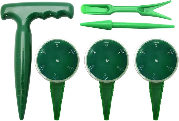 Coolrunner 6 Pack Sowing Seeds Dispenser Set, Adjustable Garden Hand Planter Seeder Tool Flower Plant Sow Traditional Sets, Seedlings Dibber and Widger