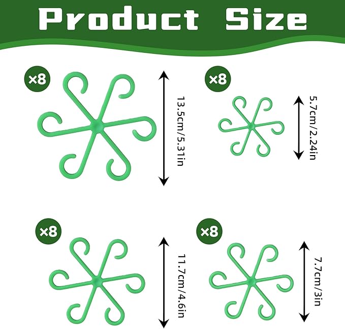 Plant Stem Support - 32pcs Plastic Climbers Stem Holders,Reusable Plants Holder Hook for Indoor Home Garden Healthy Growth Home Garden