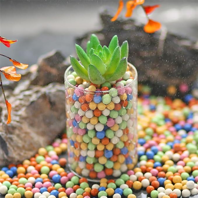 2 lb Clay Pebbles Clay Balls for Plants 6mm-8mm Mini Hydroponics Ceramic Ball Horticultural Grade Succulent Soil,for Plant Pots Vase Fillers Hydroponic Growing,Colourful