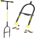 Jardineer Manual Core Aerator Lawn Tool with 2 Hollow Tines, 38" Sharp Grass Aerator for Compacted Soil & Yard Care, Heavy Duty Garden Aerating Tool with Anti-Slip Foot Bar & T-Handle for Lawn Health