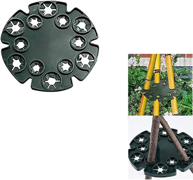TopHomer 1 Pack Bamboo Cane Holder Wigwam Grip Support Caps with 12 Holes for Climbing Plants Peas Beans Sweet Pea Tomatoes Cucumbers Support Structure