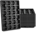RooTrimmer 24 Cell Nursery Pots Trays 10 Pack (17"x11"x1.6"), Reusable Plastic Plant Pot Tray with Drain Holes, Carrying Seed Starter Tray for Holding 2.8 inch (7CM) Square Nursery Pots (Black)
