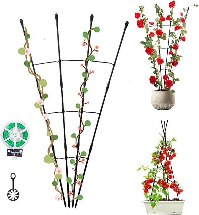 Garden Trellis for Climbing Plants Outdoor & Indoor, 47in Plant Trellis for Vines, Flowers,Tomato cage 3 Shapes Rustproof Plant Support Trellis for Potted Plants,Rose, Cucumber, Pea, Tomato