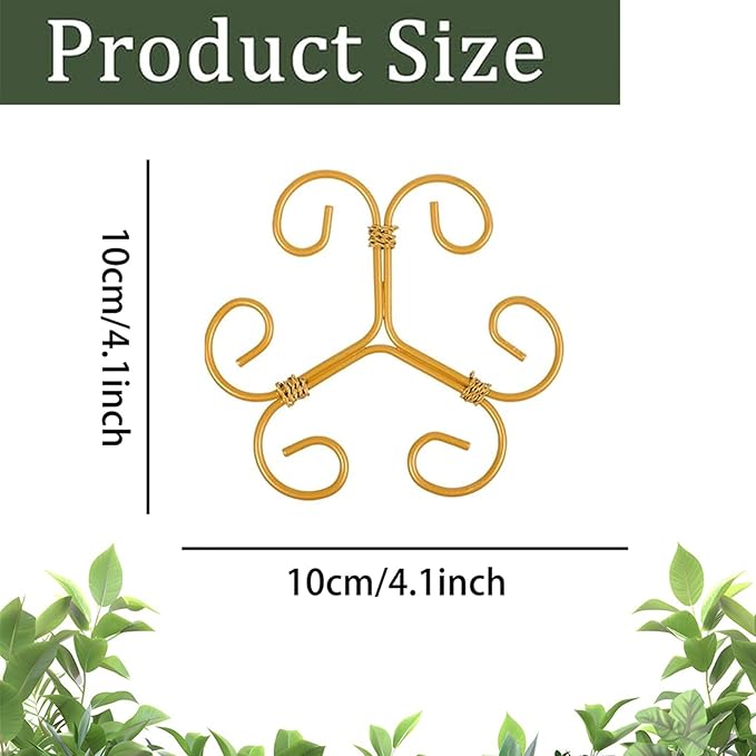 YAPROMO 4PCS Iron Monstera Plant Support- Plant Stakes for Indoor Plants, 4.1IN Plant stem Support, Prevents Falling for Turtle Shell Bamboo & Houseplants