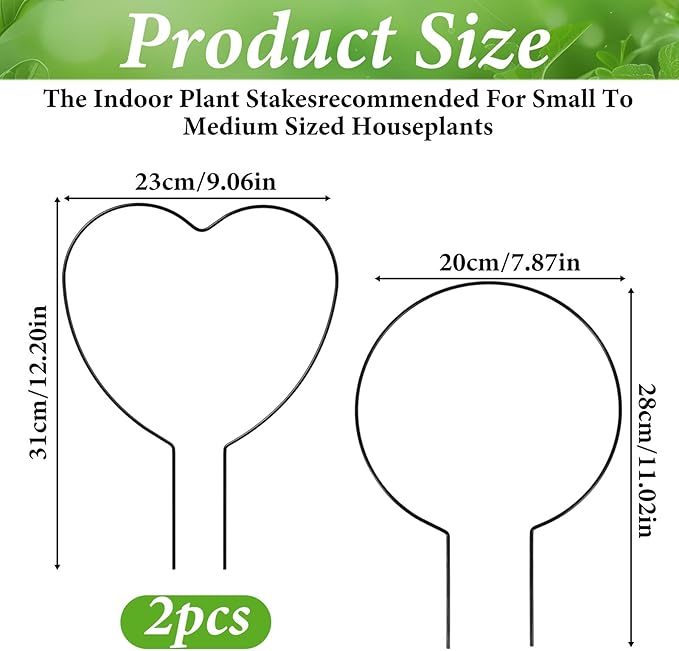2 Pack Heart Trellis for Indoor Plants Round Plant Trellis for Climbing Plants Indoor Small Hoya Trellis Plant Support for Hoya Pothos Vine Ivy Monstera Flower Philodendrons Dischidia