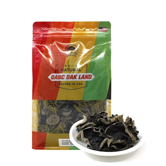 DABC OAK LAND Premium Dried Woodear Mushroom, Dried Black Fungus Shredded All Natural Vegan and Gluten-Free Rich in Fiber & Iron, Perfect for Cuisine, Soups 16 Ounce