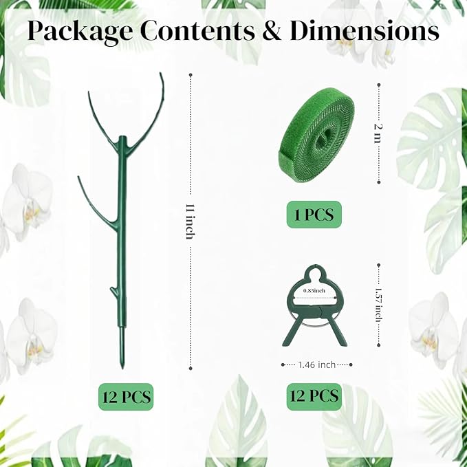 12 Pack Stackable Plant Stakes, Monstera Plant Support, Climbing Plant Stakes for Indoor & Outdoor Potted Plants, Branch-Like Shape Stem Accessories (12 Pack)