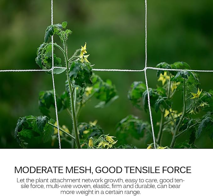Plant Trellis Netting 5 * 15FT 3.5 Mesh Heavy-Duty Polyester Grow Net, Garden Trellis Netting with Square Mesh for Climbing Plants, Vegetables, Fruits and Flowers