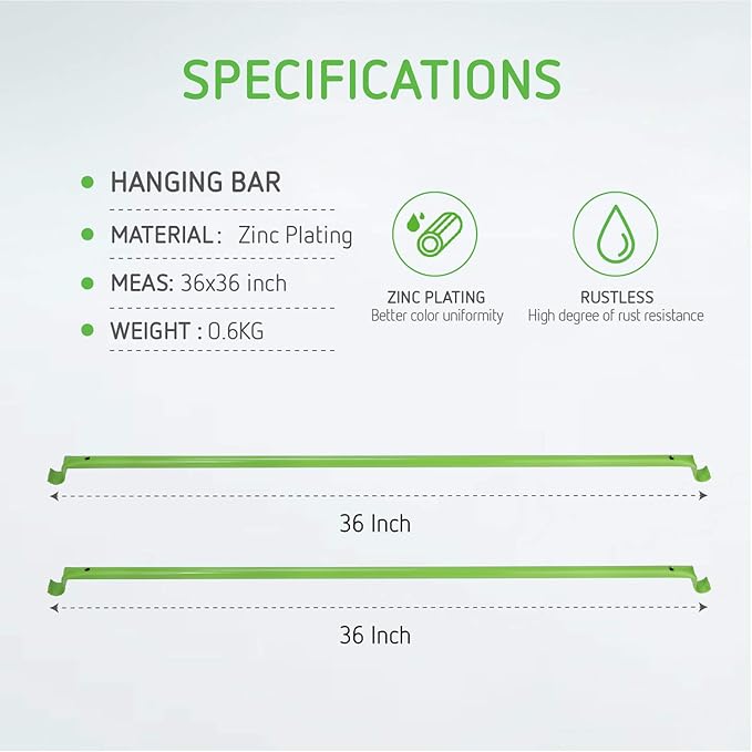 2pcs VIVOSUN Grow Tent Support Poles, Hanging Bar for 3x3 Grow Tent 36"x36"