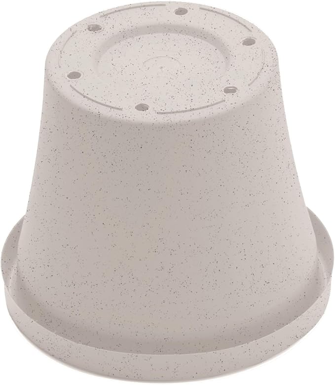 Bloem Terra 4" Diameter Round Vanilla Bean Resin Planter Pot with Pre-Drilled Drainage Holes for Indoor and Outdoor Gardening