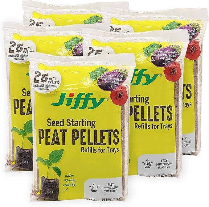 Jiffy Plant Starter Pellets - Compact Organic Seedling Peat Pellets Refill - 42mm, 5 Pack, Peat Soil