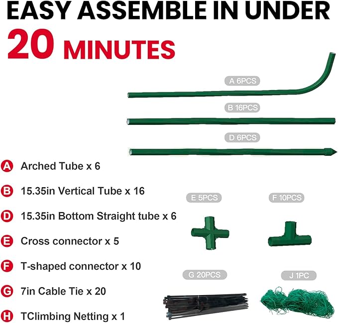 Cucumber Trellis for Raised Bed, Garden Trellis for Climbing Plants Outdoor, Metal Arch Trellis U-Shape Vegetables Support for Tomotoes Grape Vines Beans Peas (Green, 48" L x 24" W x 48" H)