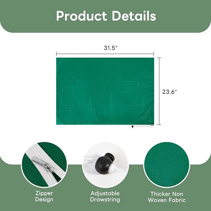 Plant Covers Freeze Protection 23.6" W X 31.5" H Thicker Outdoor Winter Frost Cloths Blankets with Zipper Drawstring, 2 Packs Reusable Garden Tree Cover Bags for Cold Weather Fruit Tree Shrub Potted