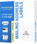 Printholic 3000 30 Per Sheet Self Adhesive 1" x 2-5/8" Address Shipping Labels for Laser & Inkjet Printers, 100 Sheets, 30 Per Labels Per Page