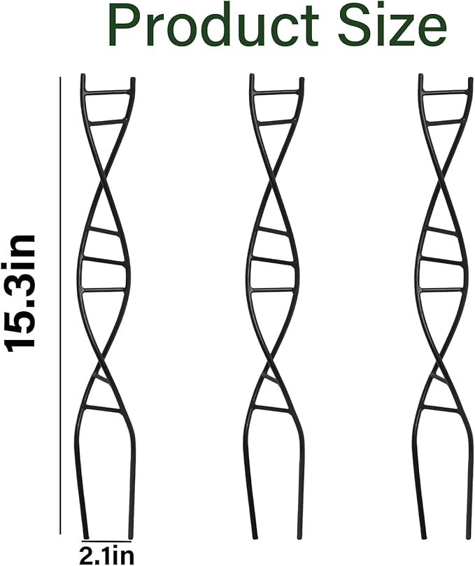 3 Pcs Indoor Plant Trellis Set - Black Metal DNA Design for Potted Plants, Small Houseplants & Climbing Support - Modern Home Decor & Vertical Garden Display - Perfect for Indoor & Outdoor Use