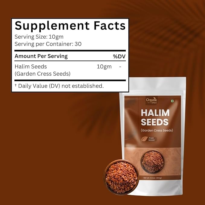 Organic Spree Halim Seeds 300gm (10.6oz) | Garden Cress Seeds | Pure and Natural