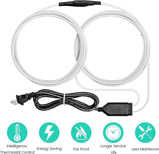Soil Heating Cable, 26 ft Electric Warming Cable for Garden, Cold Frame, Keep Soil Warm, Easy to Store