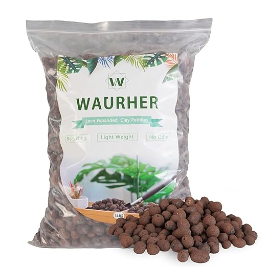 WAURHER Leca Expanded Clay Pebbles 5LBS Grow Media for Indoor Plants Hydroponic Growing Gardening System Supplies …