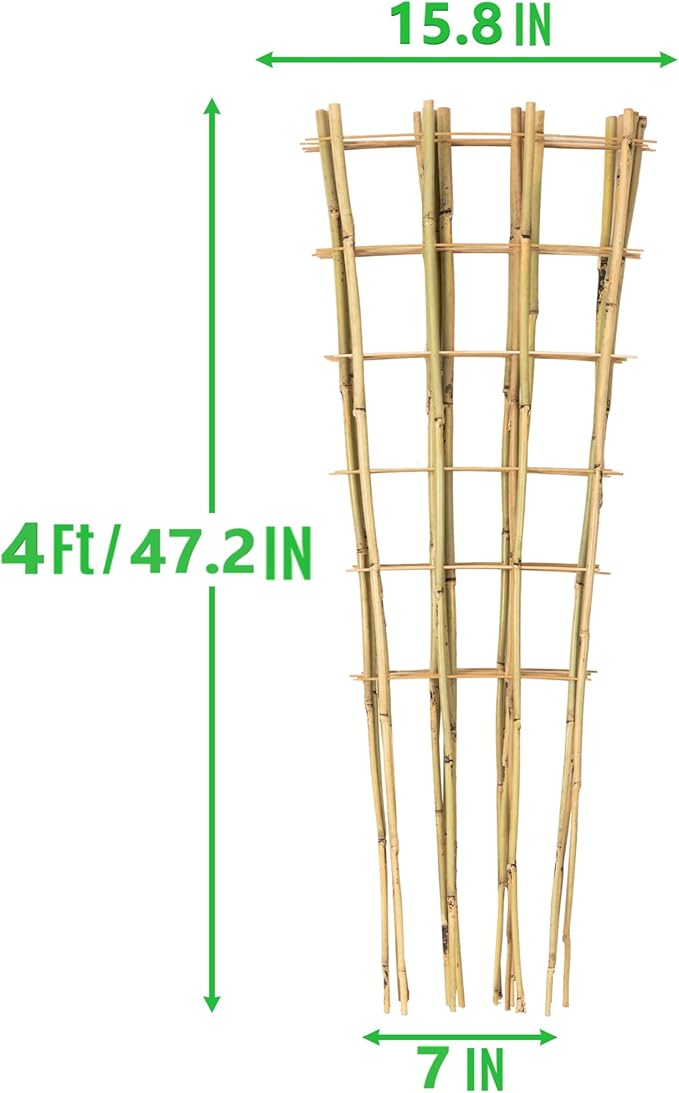 4 Feet Natural Bamboo Trellis 3 Pack, Oltara Fan-Shaped Plant Support Trellis for Outdoor and Indoor Climbing Plants, Potted Plants, Vegetables, Cucumbers, Tomatoes