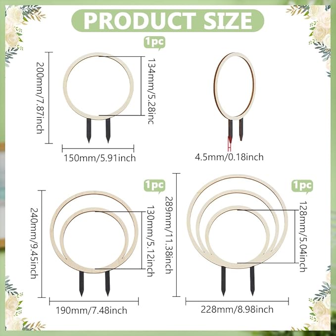 FINGERINSPIRE 3 PCS Circle Indoor Plant Trellises 3 Sizes Floral White Wooden Houseplant Trellis for Indoor Climbing Plants Round Garden Trellis Plant Support for Ivy Flowers Outdoor Potted Plants