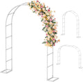 Sunexinlo Garden Arch Trellis with Base, 5.3'W x 7.6'H or 7.9'W x 6.3'H Wedding Arch, Metal Garden Trellis for Climbing Plants Outdoor Wedding Christmas Bridal Party Decoration, White
