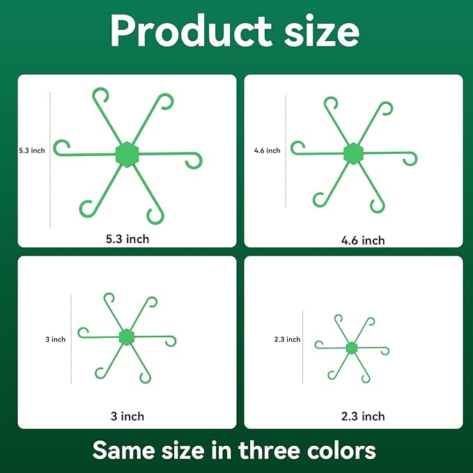 12pcs Climbing Houseplant Stem Supports, 4 Sizes Plastic Plant Climbers Stem Holders, Reusable Flower Plant Stakes Trellis Stem Hook Growth Accessories for Different Plant
