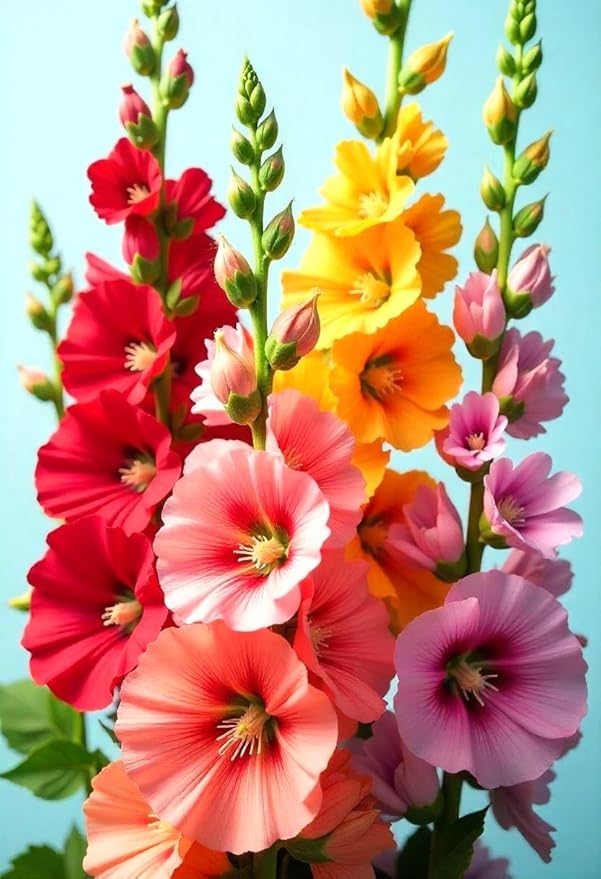 Seeds Assorted Colors Hollyhock Flowers 30 Seeds to Grow Stock-Rose Elegant Mix Perennial Plant in Spring or Fall