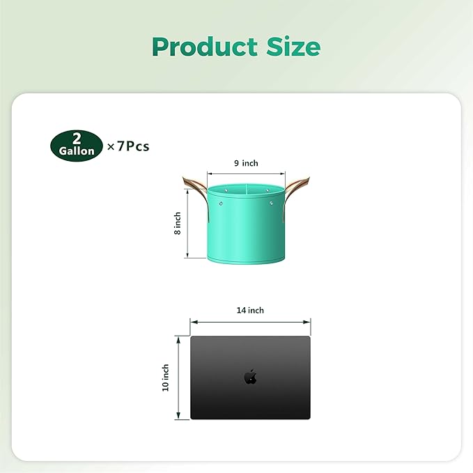 SPONDWILD 7 Pcs 2 Gallon Potato Grow Bag, PE Garden pots Plant Grow Bag with Branch-Binding Holes and Drain holefor for Vegetables, Strawberries, Flowers