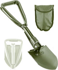 Camping Shovel, 18.5'' Digging Shovel Portable Ergonomic High Carbon Steel Folding Shovel for All Occasions Outdoor Camping Hiking Garden (Green/Silver)