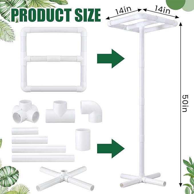 Vicenpal 2 Pcs Dragon Fruit Trellis 14"x14"x50" Cactus Trellis PVC Plant Support for Climbing Plants in Outdoor Gardens Climbing Plant Support Frame Easy Assembly Weatherproof for Vertical Garden