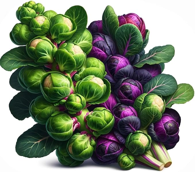 Seeds Brussels Sprouts Mix (Long Island and Redarling) Cabbage Long Green Vegetable for Planting Heirloom Non GMO