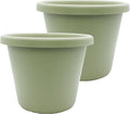 The HC Companies 14 Inch Classic Round Planter Pots with Drainage, Rolled Rim Plastic Planters for Indoor & Outdoor Plants, 2-Pack Decorative Flower Pots for Garden, Office & Home Decor, Seafoam