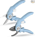 WORKPRO 2 Pack Garden Pruning Shears, 6.9" Bypass & Straight Shears, Premium Gardening Clippers for Flowers, Plants, and Fruit Trimming, Blue