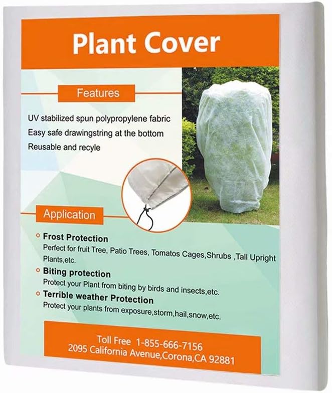 Agfabric Plant Cover for Frost Protection 1.5oz 120"x108" Garden Cover for Plants,Shrub/Bush/Tree Jacket Cover for Freeze Protection,White