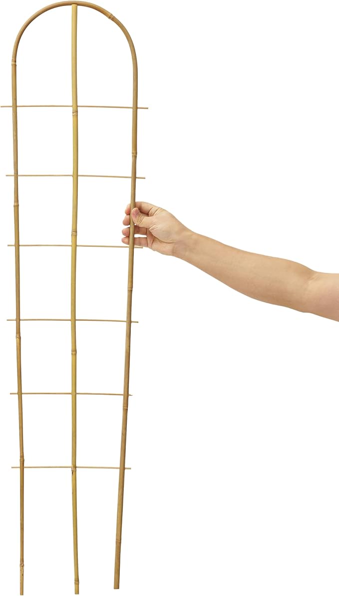 3 Pack 4 Feet U-Shape Bamboo Trellis, Natural Garden Bamboo Trellis for Climbing Plants, Vegetables, Cucumber, Tomato, Outdoor and Indoor Potted Plants