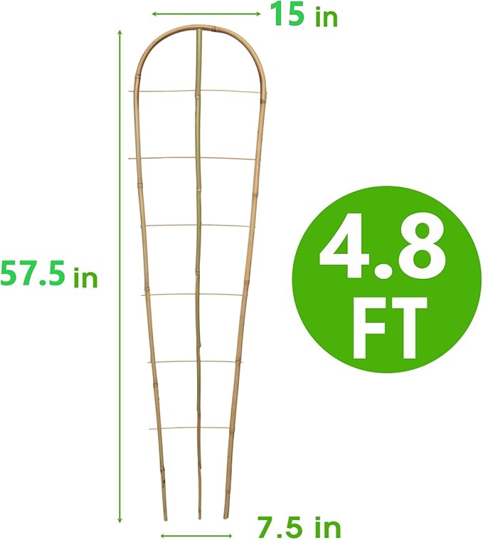 4 Pack 4.8 Ft Natural Bamboo U-Shaped Trellis, Oltara Plant Support Trellis for Outdoor, Garden, Climbing Plants, Vines, Potted Plants, Flowers