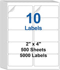 Bostlabels 500 Sheets 5000 Pcs 10 Up 2x4 Shipping Address Labels for Inkjet and Laser Printers, 10 Up Mailing Address Labels Paper, Permanent Strong Adhesive Stickers White Mailing Labels 10 per Page