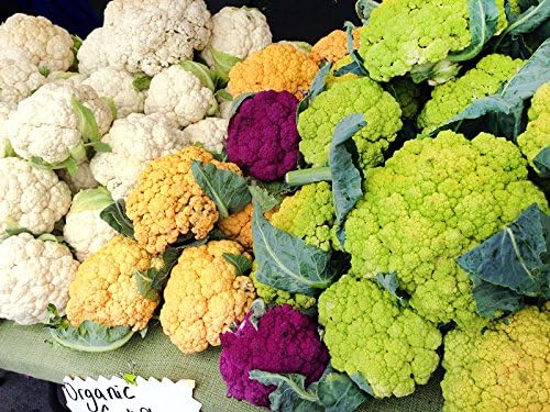 This is A Mix 50 Cauliflower Mix Seeds Heirloom Non-GMO 4 Varieties Purple Green Yellow Delicious, Brassica oleracea, from USA