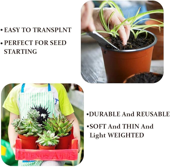 Baaxxango 100 Pcs 3.5 Inch Plastic Seedlings Plants,Nursery Pots,Seed Starting Pot for Succulents, Seedlings, Cuttings, Transplanting