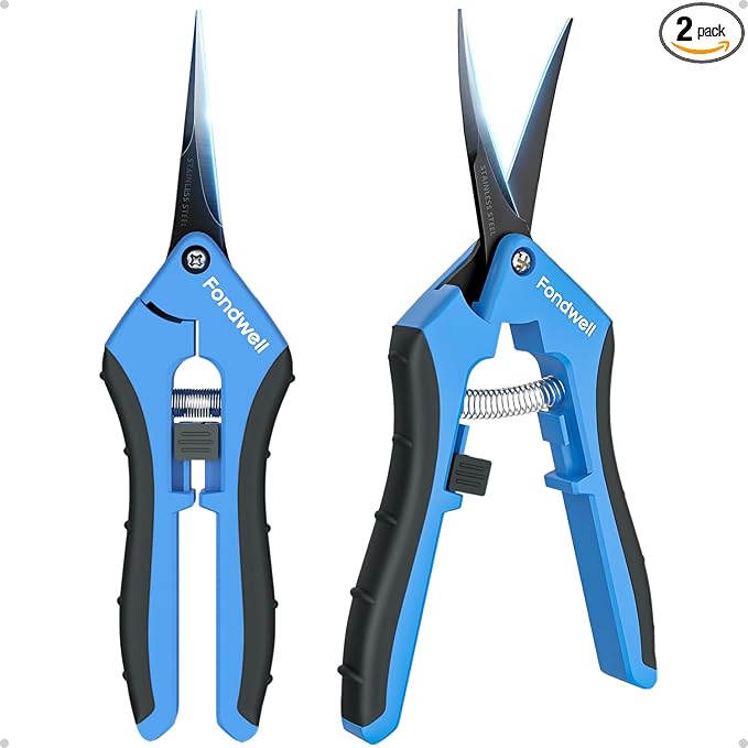 Fondwell 6.5" Pruning Shears Trimming Scissors: 2 Pack of Non-Stick Gardening Scissors - Reliable Garden Snips for Managing Small Plants
