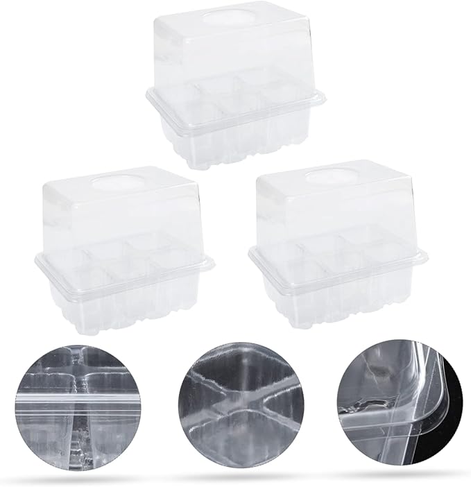 GANAZONO 3pcs Plant Germination Case Garden Planting Supplies Greenhouse Planting Box Moisture Retention Cover