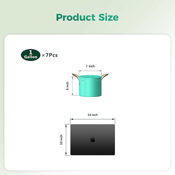 SPONDWILD 7 Pcs 1 Gallon Potato Grow Bag, PE Garden pots Plant Grow Bag with Branch-Binding Holes and Drain holefor for Vegetables, Strawberries, Flowers