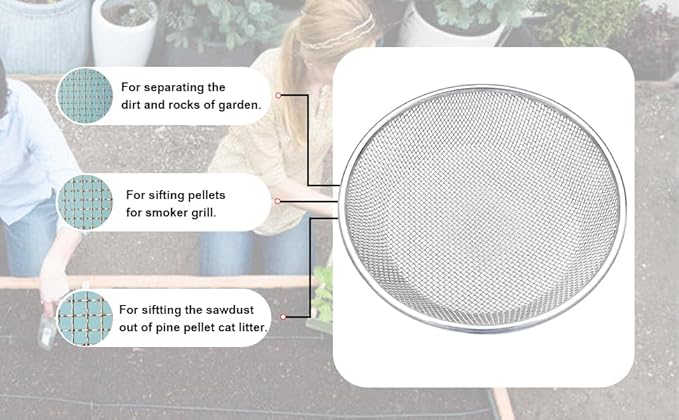 3/8 Inch Soil Sifter for Gardening, Rock Sifter for 5gallon,Compost Sifter Dirt Sifter,Captures Dirt Rocks Sawdust