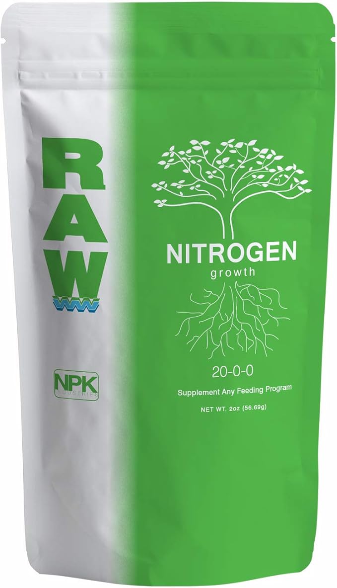 RAW Nitrogen Fertilizer 2oz | Water Soluble High Nitrogen Plant Food for Vegetative Growth Hydroponic Nutrients for Indoor Plants Garden & Vegetable Fertilizer