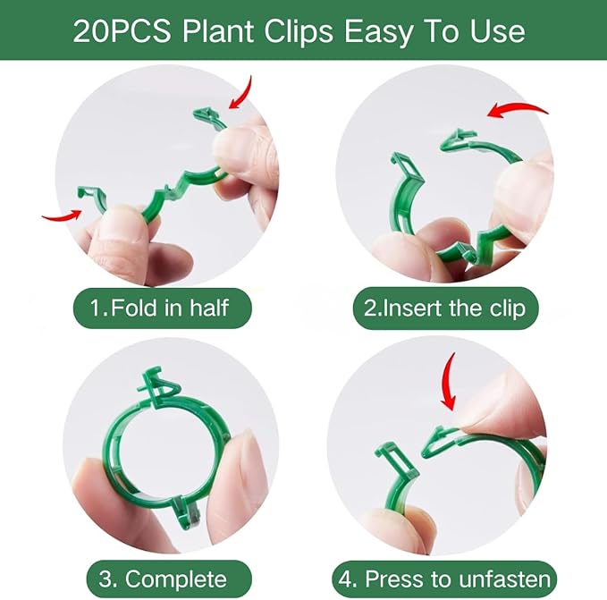 6 Pack Monstera Plant Support, 43inch Stackable Plant Stakes with 20Pcs Clips & 1Pcs Ties, Alternative to Moss Pole Plants Sticks Structures for Climbing Indoor Outdoor Potted Plants